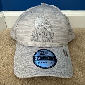 Cleveland Browns Hat Cap New Era 39THIRTY Gray Stretch Fit Men's Large / XL New